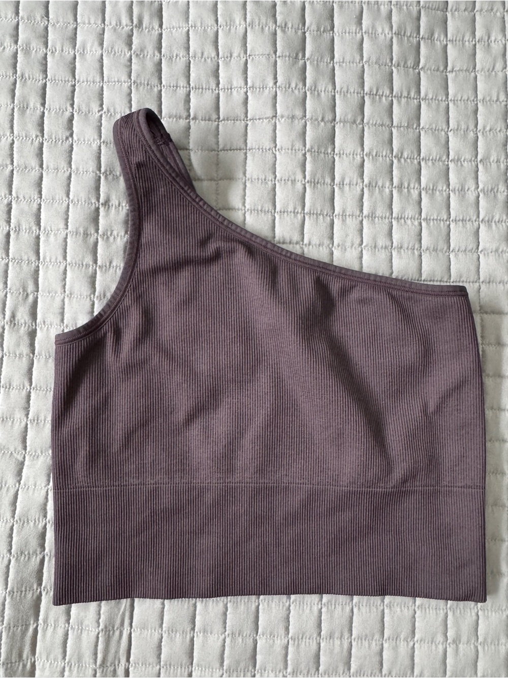 Athleta One-Shoulder Ribbed Crop Top - Mauve Gray